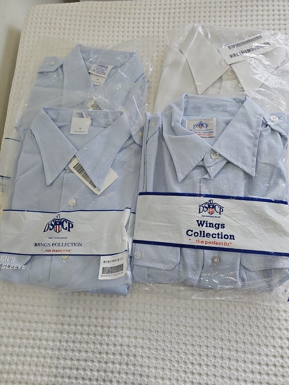 DSCP Garrison Collection Blue &White Long Short Sleeve Shirt Bundle 4 Men's 16